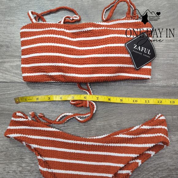 Zaful Textured Bandeau Bikini Swimsuit Size S - Picture 3 of 5